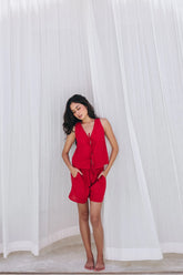 Camile Loungewear Top + Shorts SET – Red