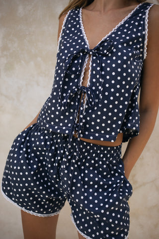 Celeste Polka Dot Lounge Set – Navy