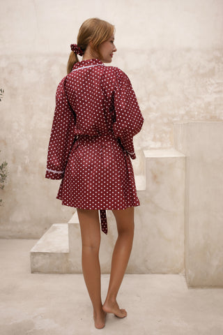 Celeste Polka Dot Robe – Cerise