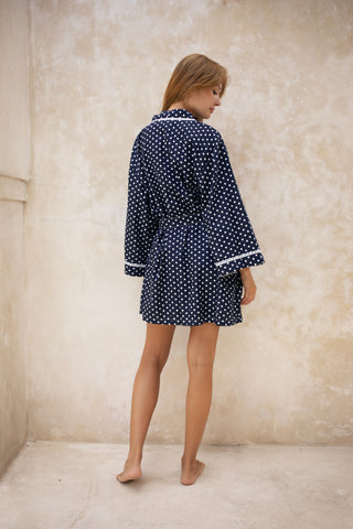 Celeste Polka Dot Robe – Minuit
