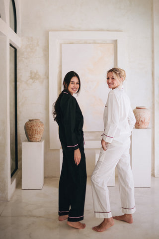 Melie Cotton Pyjama Pajama PJ Long Set - Creme