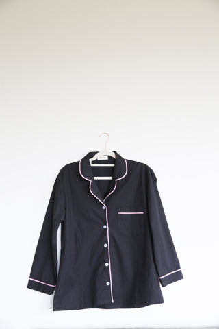 Melie Cotton Pyjama Pajama PJ Long Set  - Noir