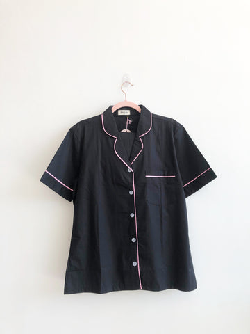 Melie Cotton Pyjama Pajama PJ Short Set - Noir