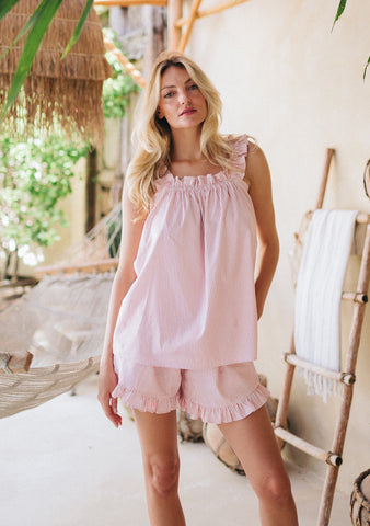Stella Frill Pyjama Set – Pink