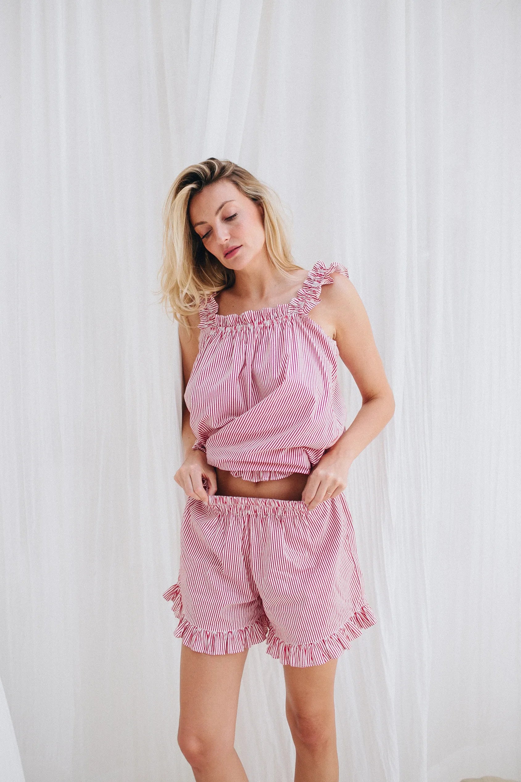 Stella Frill Pyjama Set – Red
