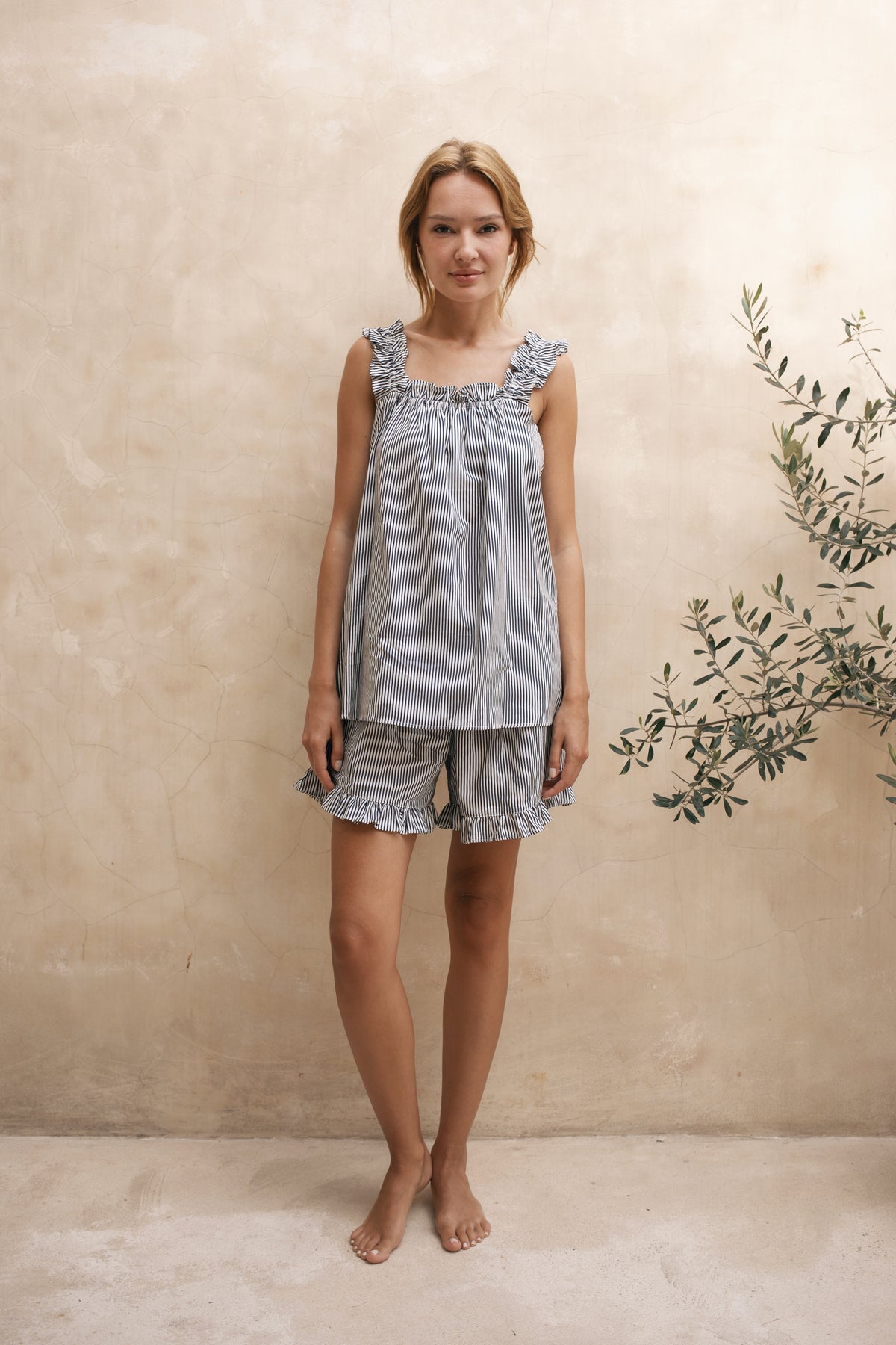 Stella Frill Pyjama Set – Navy