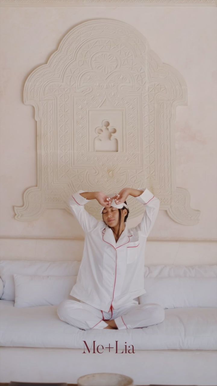 Melie Cotton Pyjama Pajama PJ Long Set - Creme